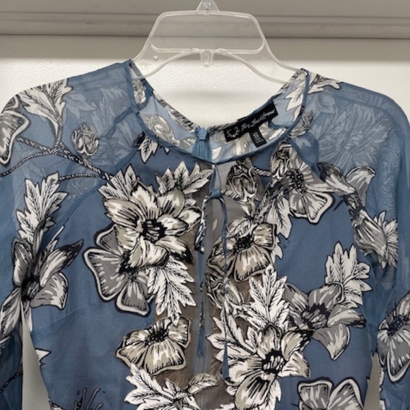 For Love & Lemons Sierra Silk Mini Dress Blue Floral EUC - Picture 6 of 15